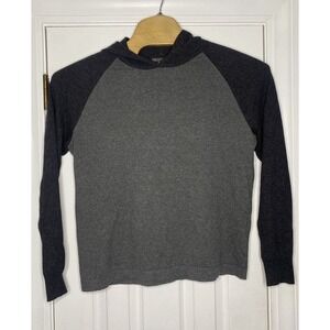Amicale Mens Cotton‎ Cashmere Hooded Long Sleeve Sweater Grey Medium